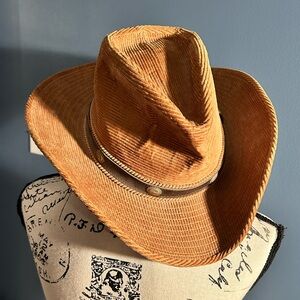 Corduroy Western Hat in Warm Tan with Decorative Band